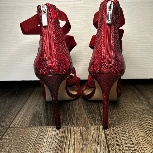 Jessica Simpson Red Snakeskin Strappy Heels – Chic Statement - Picture 4 of 10